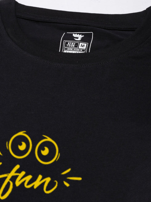 Black Solid Oversized Crew Neck T-shirt